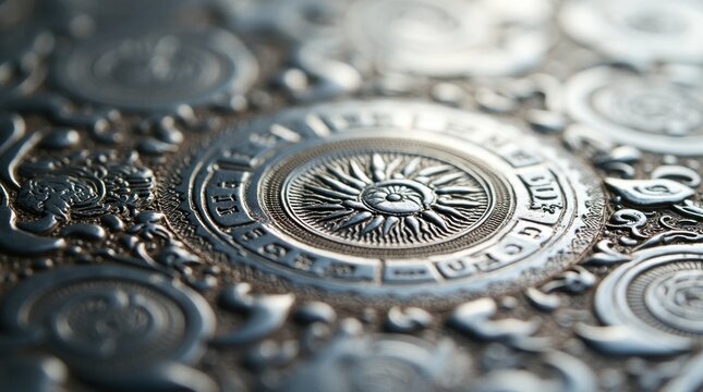 Intricate Detail of a Silver-Plated Surface