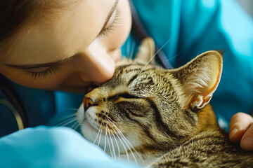 Veterinarian Comforting a Relaxed Cat