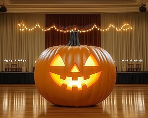 Obraz premium Jack-o'-lantern on a dance floor for a Halloween event