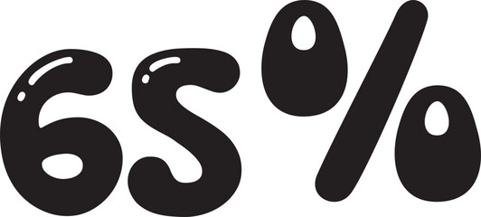 65 Percentage Discount Offer Number Typography Style A0070