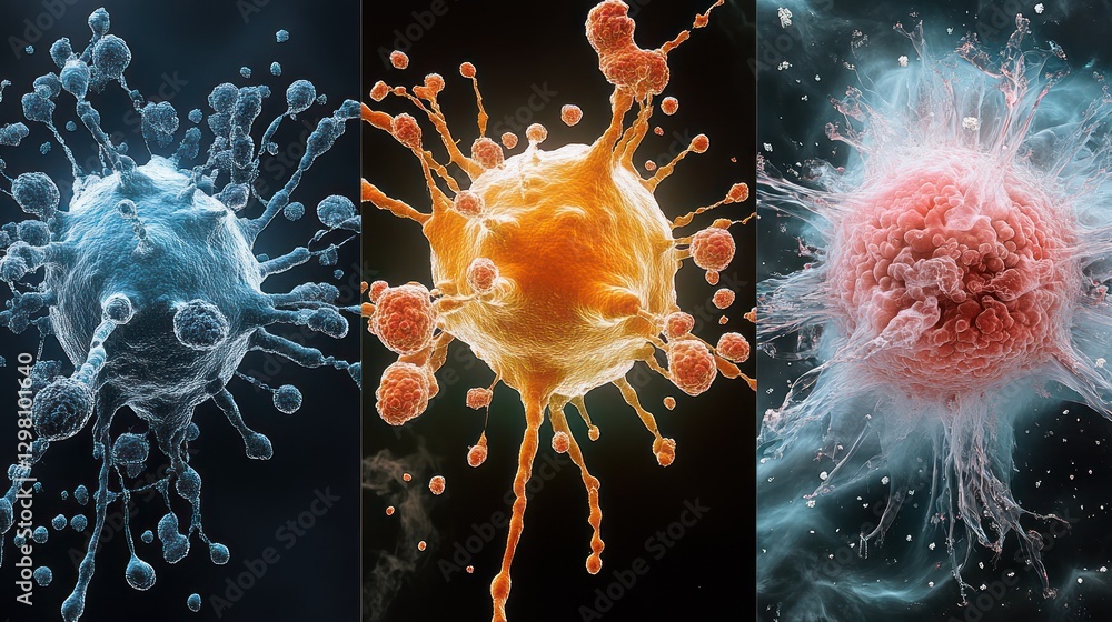 Poster microscopic view of three different viruses.