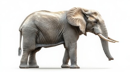 Obraz premium A majestic 3D-rendered elephant with a textured, gray hide, showcasing its intricate head and upper body. Its elegant, curved trunk adds to the lifelike detail and grace