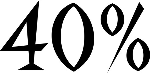 40 Percentage Discount Offer Number Typography Style A0141