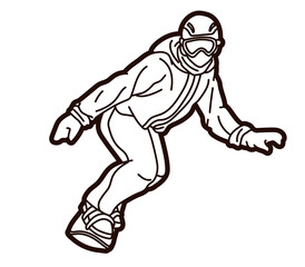 Extreme Sport Snowboard Player Action Cartoon Graphic Vector