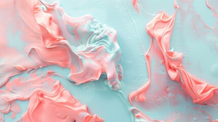 Pink smoke with blue backgroundม Abstract pastel coral pink color paint with pastel blue background. Fluid creative concept composition with copy space. Minimal natural luxury.