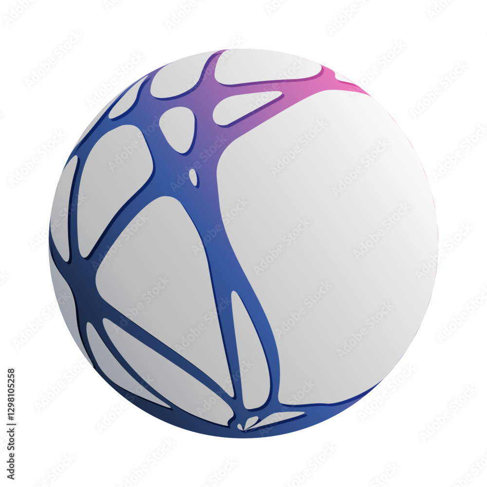 Poster colorful 3d networks symbol clip-art template - abstract grey globe design with flowing, crossing pi