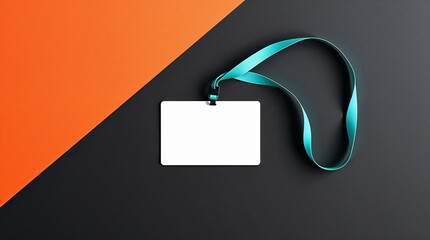 Name tag, badge and lanyard for job title. Employee ID card. Copy space for text.