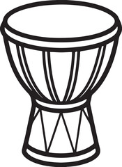 traditional drum darbuka line art, black outline, vector and illustration, line art and outline