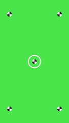 Green screen background, VFX motion tracking markers. Art design green screen backdrop template. Abstract concept video footage replacement tracking markers elements and icon.	