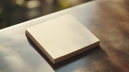 Fototapeta premium Minimalist Blank Notepad on a Wooden Table with Natural Light
