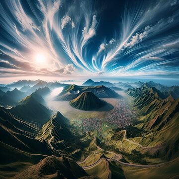 Mountains view with blue sky