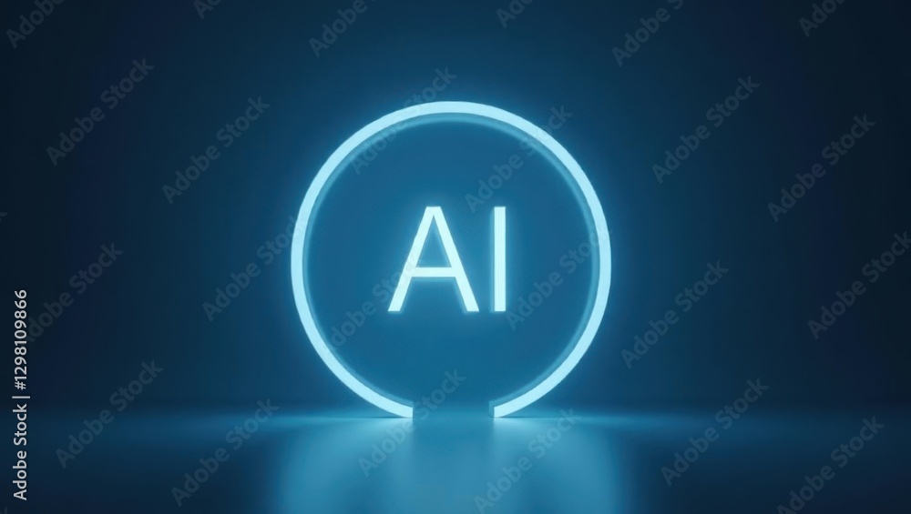 Poster ai alignment. illuminated letters of ai are displayed in circle