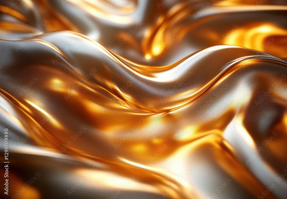 Aufkleber shimmering golden fabric draped elegantly with soft currents and glossy surface, reflecting light in