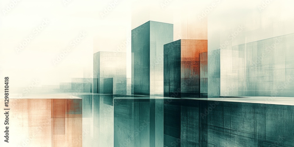 Poster abstract building structures with reflections in a monochrome palette
