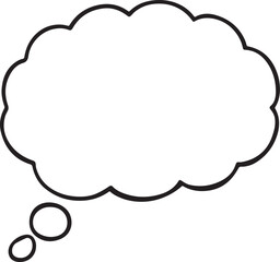cloud speech bubble line art, black outline, vector and illustration, line art and outline