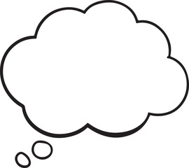 cloud speech bubble line art, black outline, vector and illustration, line art and outline