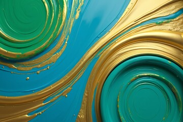 there is a painting of a swirl with gold and blue paint