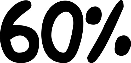 60 Percentage Discount Offer Number Typography Style A0354