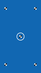 Blue screen background, VFX motion tracking markers. Art design blue screen backdrop template. Abstract concept video footage replacement tracking markers elements and icon.	