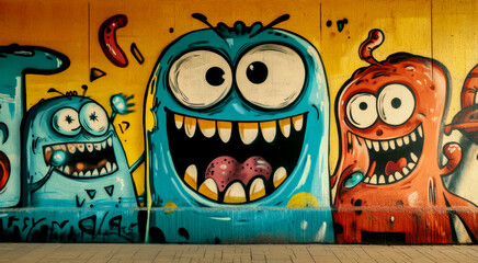 colorful cartoon design on wall