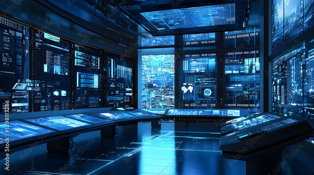 Poster business planning system showcase aede photostock high-tech environment futuristic view data-driven 