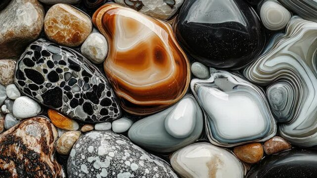 close up of smooth stones. Selective focus