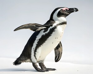 Obraz premium Penguin standing on rocks and beach in Antarctica and South Africa