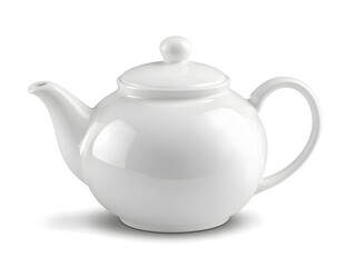 Elegant White Ceramic Teapot on Plain Background
