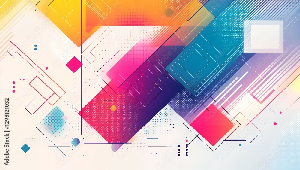 Poster vibrant abstract geometric background design with colorful shapes and lines