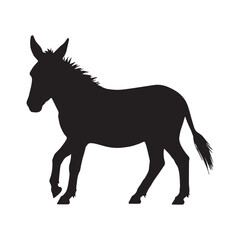  Black silhouettes of donkeys white background