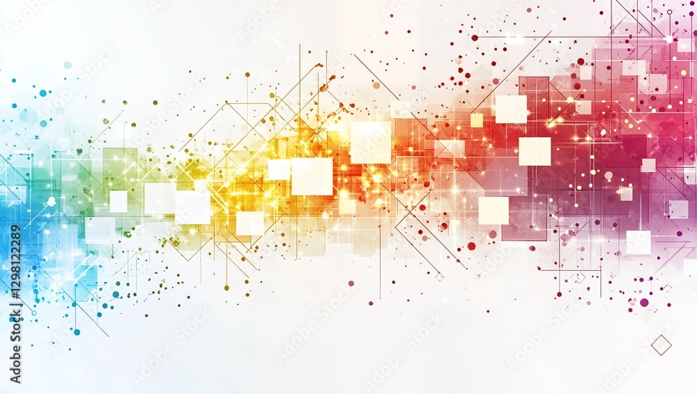 Poster abstract colorful technology background digital network data flow rainbow squares