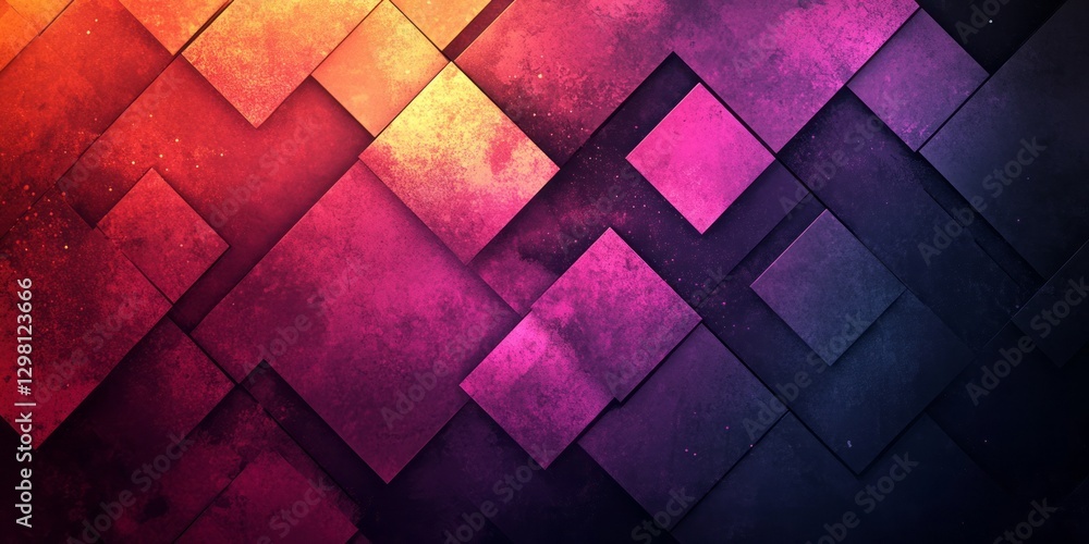 Poster geometric square shapes overlap with vibrant color gradient