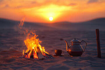 Traditional Arabic Tea and Coffee by the Campfire