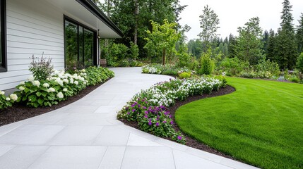 Obraz premium Modern home garden patio landscaping design