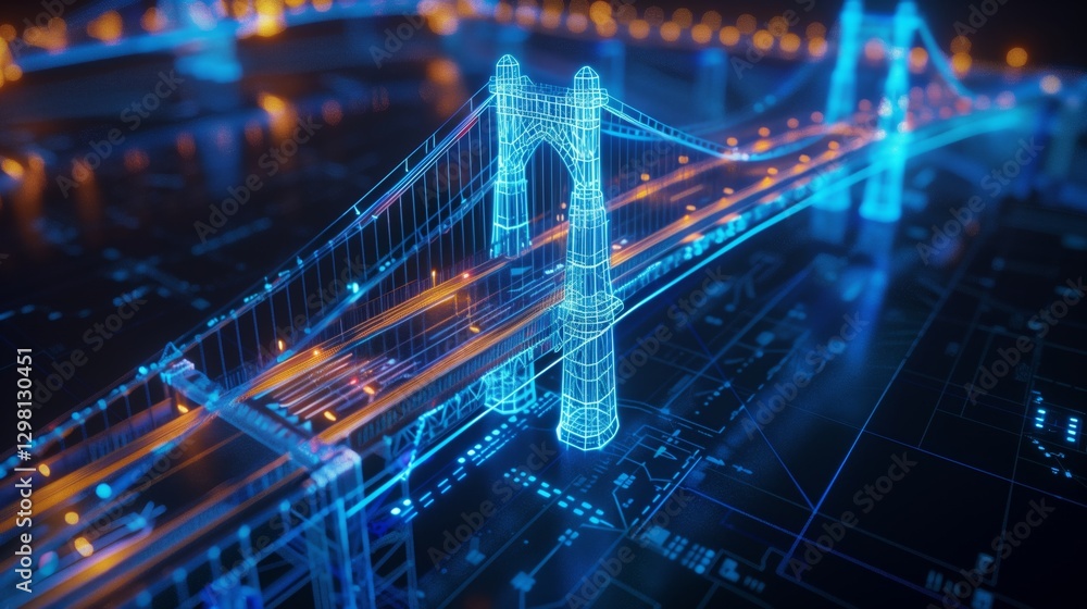 Aufkleber vision of architecture of a 3d model bridge project