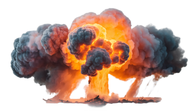 Hell nuclear explode fiery burst explosion war isolated