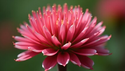 Rhodiola Rosea. Pink chrysanthemum flower close-up with blurred natura