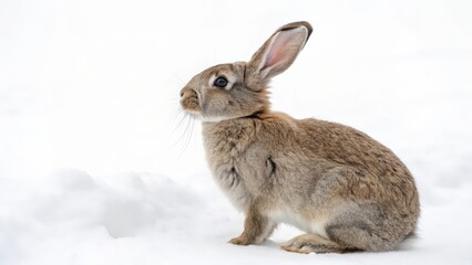 Fototapeta premium Brown Rabbit in Snow
