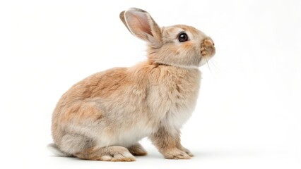 Obraz premium Light Brown Rabbit on White Background