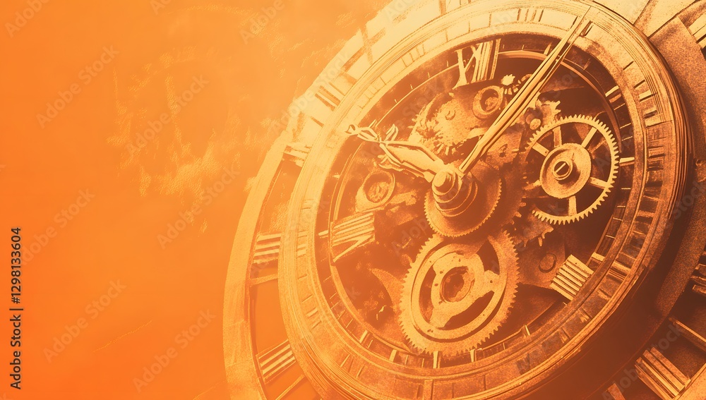 Poster ornate clockwork mechanism in warm light