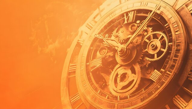 Ornate clockwork mechanism in warm light