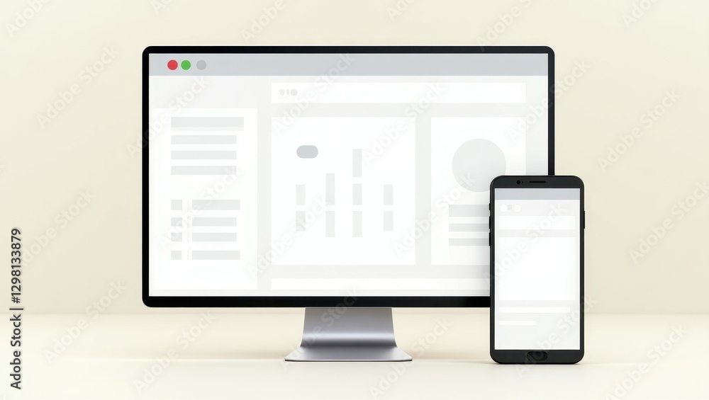 Poster swipe pages. computer monitor and phone are next to each other on table