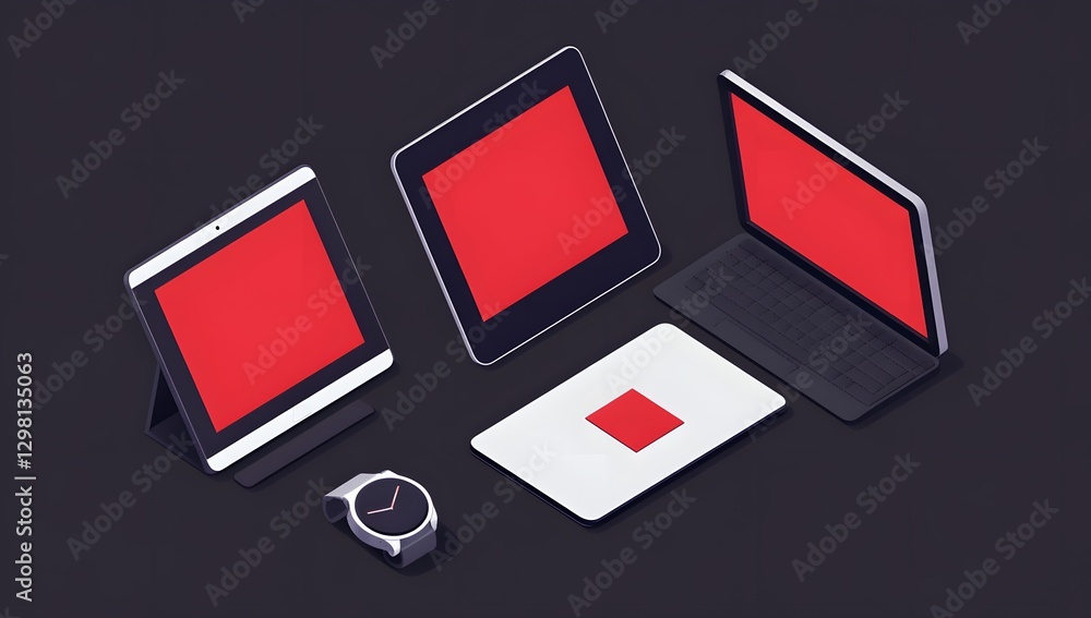 Poster digital devices mockups on dark background