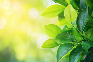 Obraz premium Lush_green_tropical_leaves_with_soft_sunlight_relax