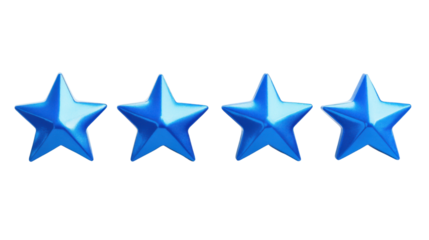 blue product rating stars isolated on white background