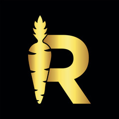 Carrot Logo combine with letter R vector template