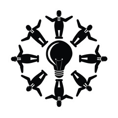 Unified group silhouette of professionals forming a collaborative circle for success