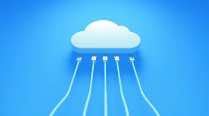 white cloud connect with network cable, Cloud computing technology concept background