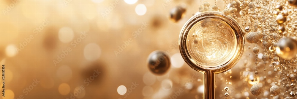 Leinwandbilder beautiful golden bubbles and swirling liquid in a stunning abstract display of textures and light in