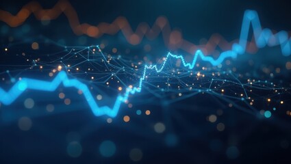 Wellby. Blue digital data lines glowing, network technology, financial